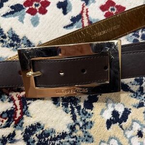 Michael Kors Brown Leather Belt with Gold Buckle